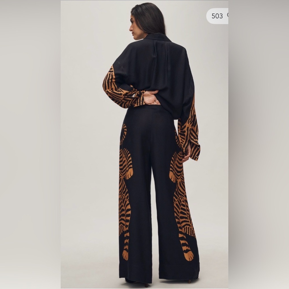 Anthropologie x Farm Rio Wide-Leg Tiger Pants, NWT - Picture 3 of 5